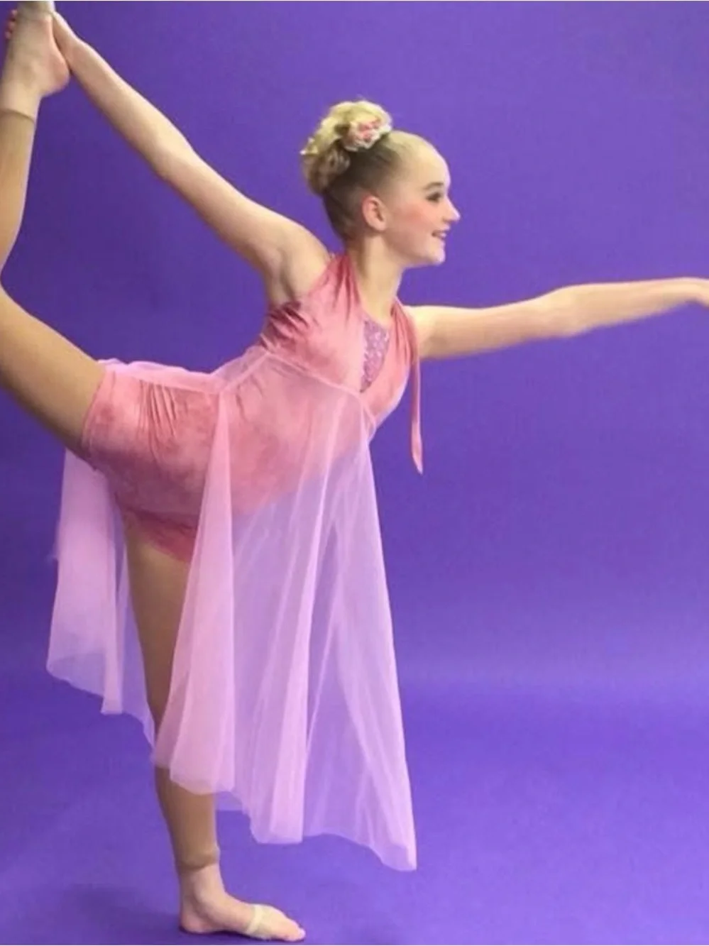 Revolution Dancewear Let Her Go pink halter lyrical dance costume, small